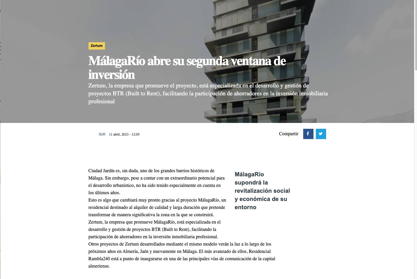 MálagaRío abre su segunda ventana de inversión