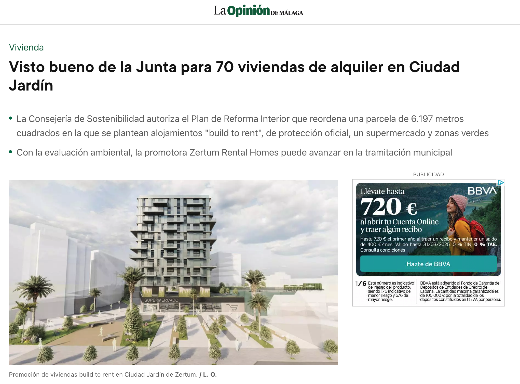 Visto bueno de la Junta para 70 viviendas de alquiler en Ciudad Jardín