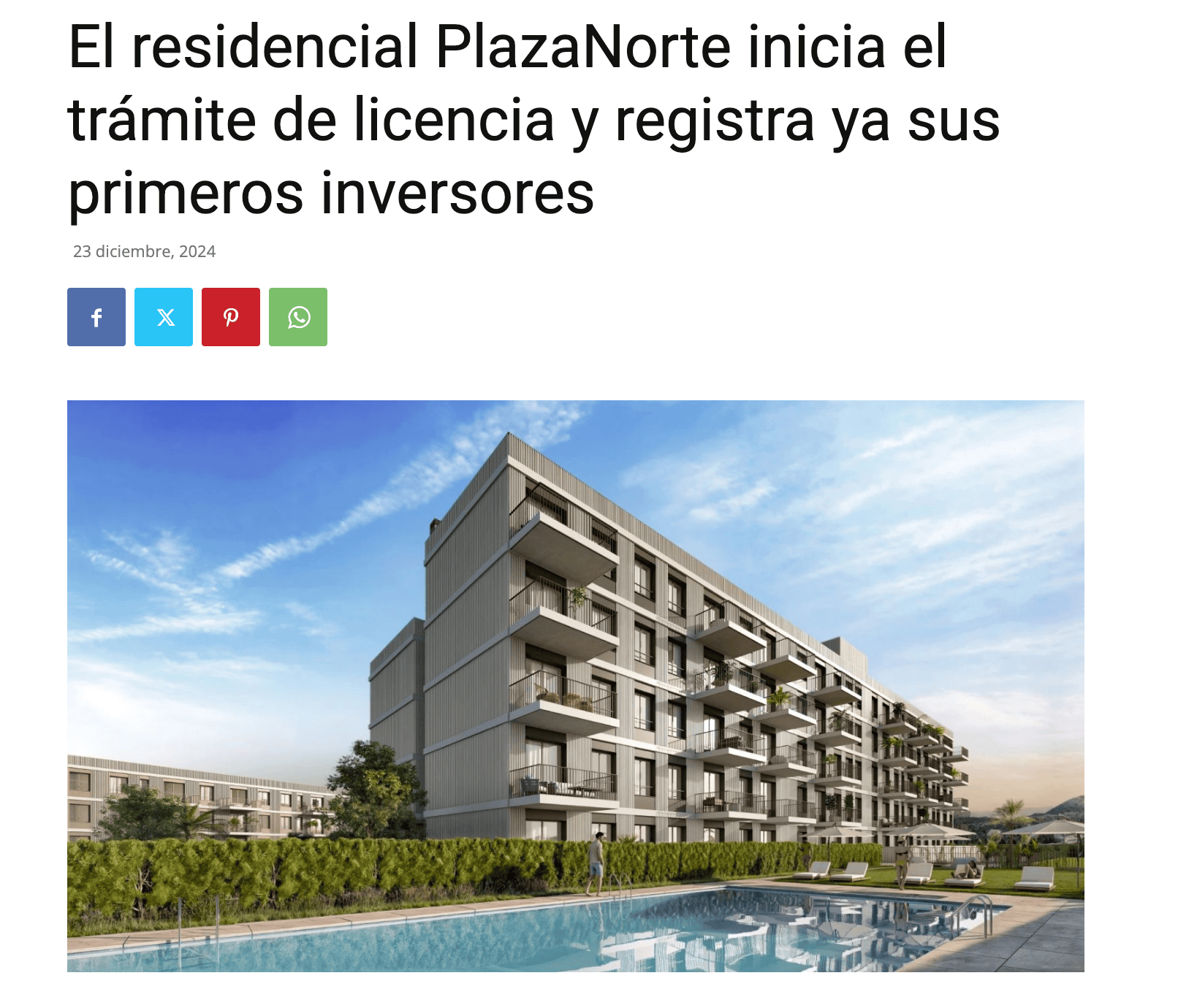 El residencial PlazaNorte inicia el trámite de licencia y registra ya sus primeros inversores