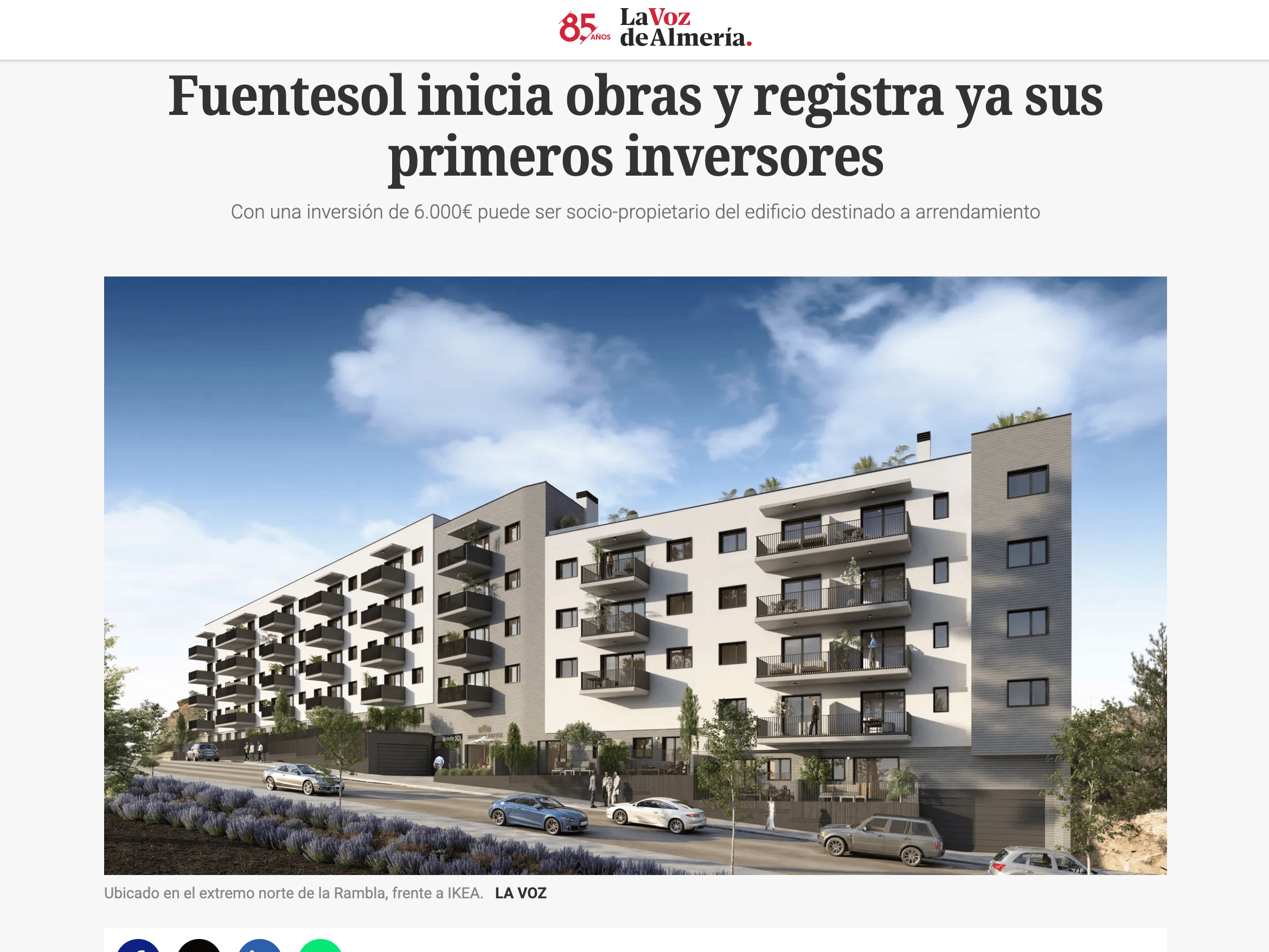 Fuentesol inicia obras y registra ya sus primeros inversores